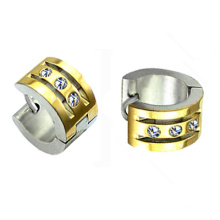 18K Gold überzogene kleine Huggie-Band-Ohrringe mit Kristallmänner Hoop Huggies Ohrringe HE-021